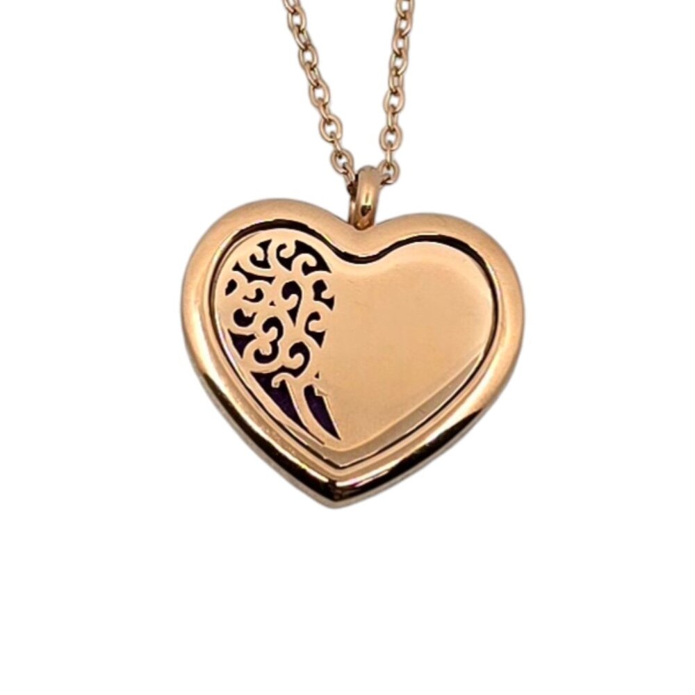 Rose Gold Heart Stainless Steel Essential Oil Aromatherapy Necklace